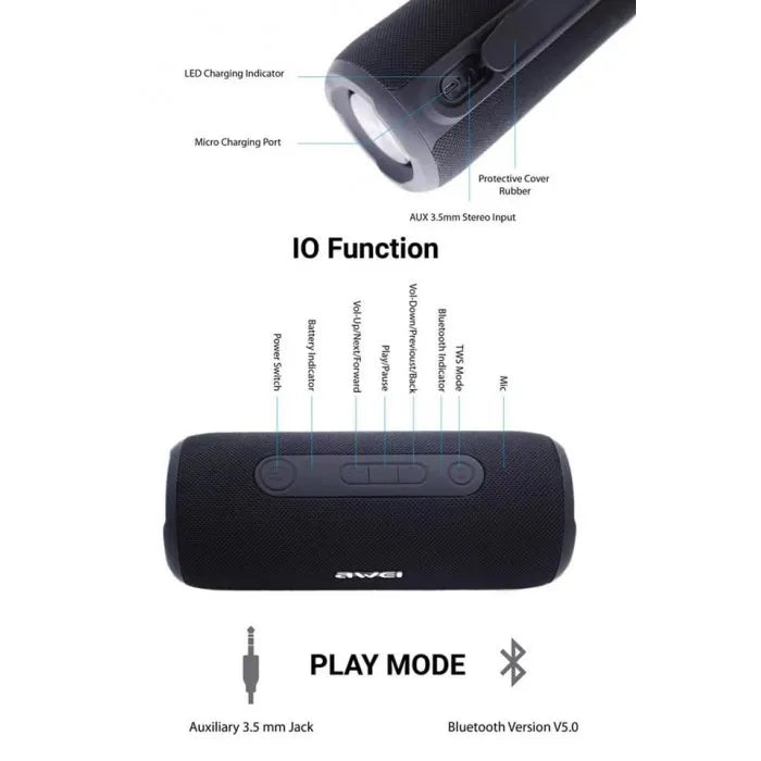 Awei Y669 Bluetooth Speaker 3D Stereo Speakers