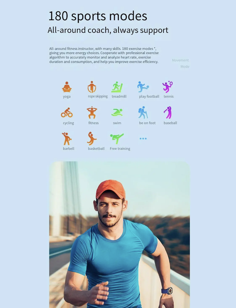 Awei H16 1.96in Smart Watch BLUE (Blue)