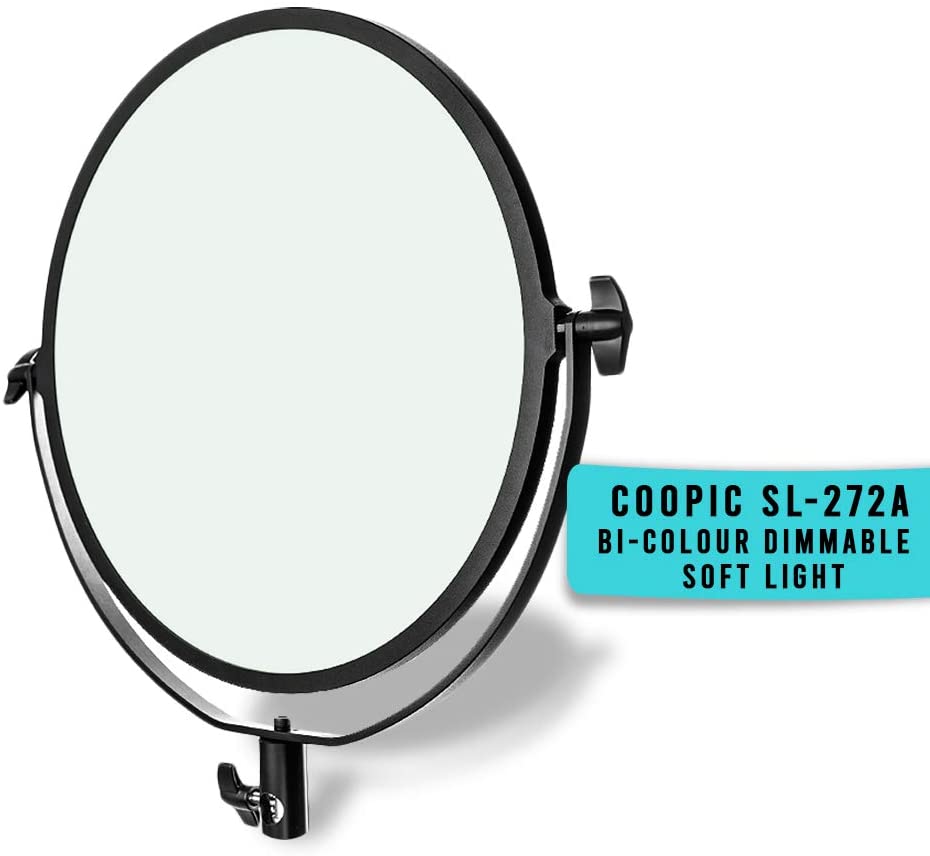 COOPIC SL-272A Flapjack Bio color 3200K/5600K LED Studio Edge Soft Light 14-Inch 36cm Round Moon Type Ultra-thin Professional LED CRI 95+ Dimmable Photo Studio Video Light