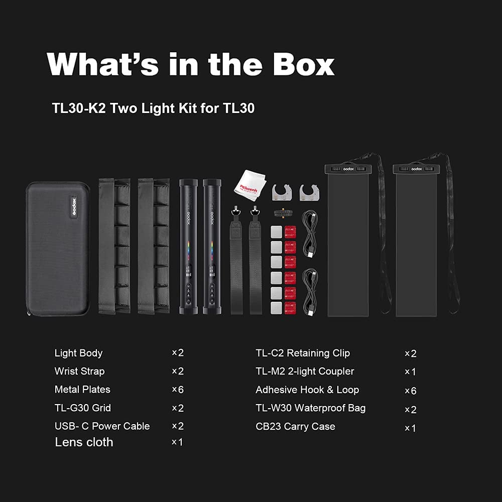 Godox TL30 RGB LED Tube Light 2-Light Kit