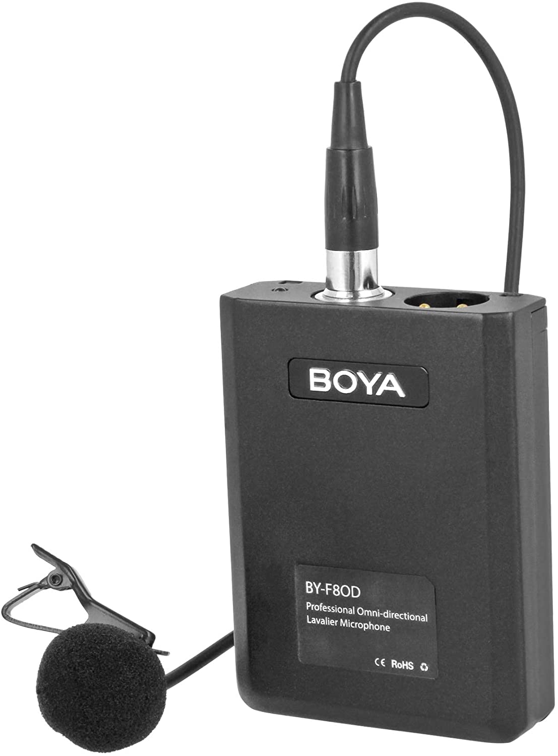 Boya BY-F80D Professional Lavalier Microphone with High Pass Filter XLR Output Phantom Power Omnidirectional Microphone for Camcorders/Recorders/Camera