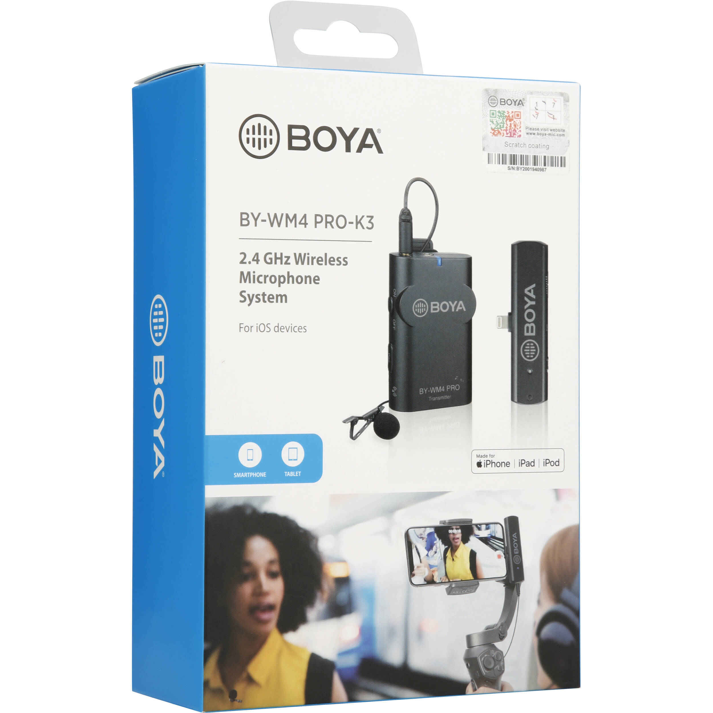 BOYA BY-WM4 PRO-K3 Digital Wireless Omni Lavalier Microphone System for Lightning iOS Devices (2.4 GHz)