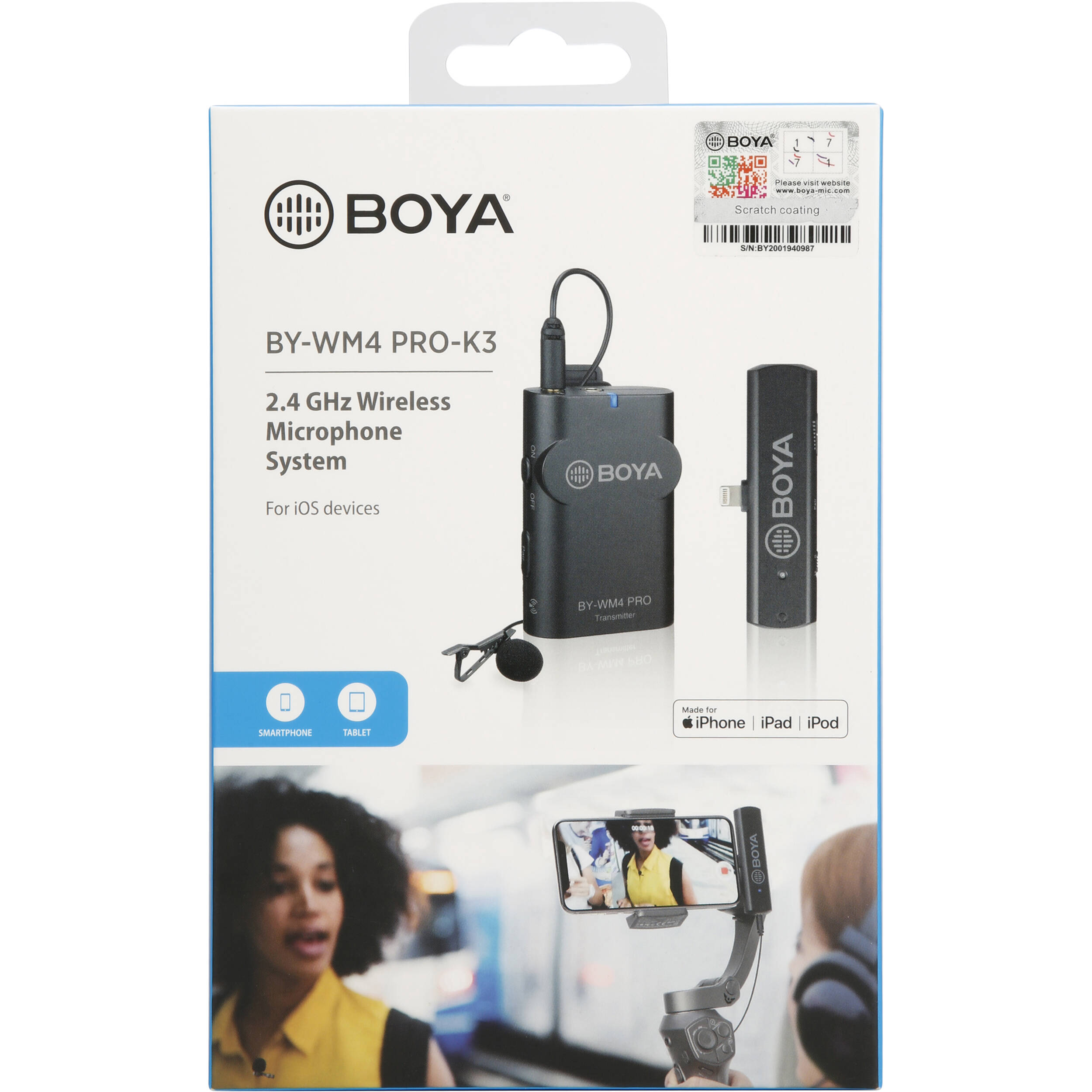 BOYA BY-WM4 PRO-K3 Digital Wireless Omni Lavalier Microphone System for Lightning iOS Devices (2.4 GHz)