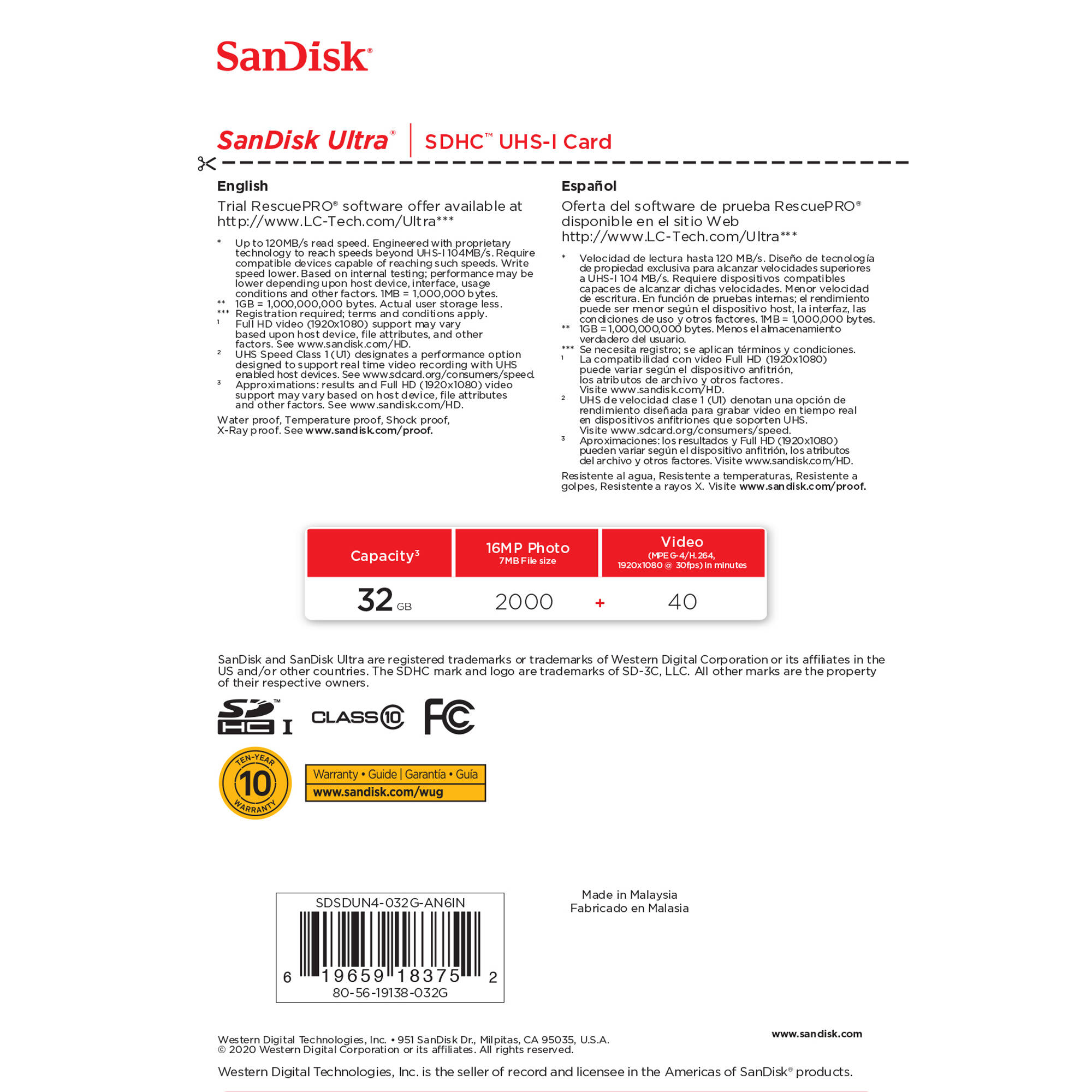 SanDisk 32GB Ultra UHS-I SDHC Memory Card