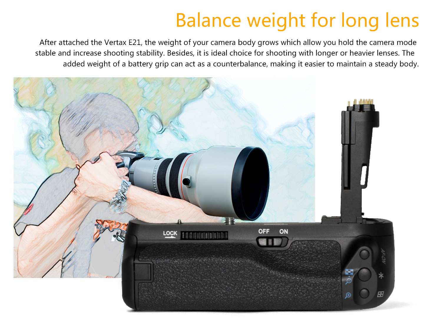 Pixel battery grip E21 for Canon 6D II