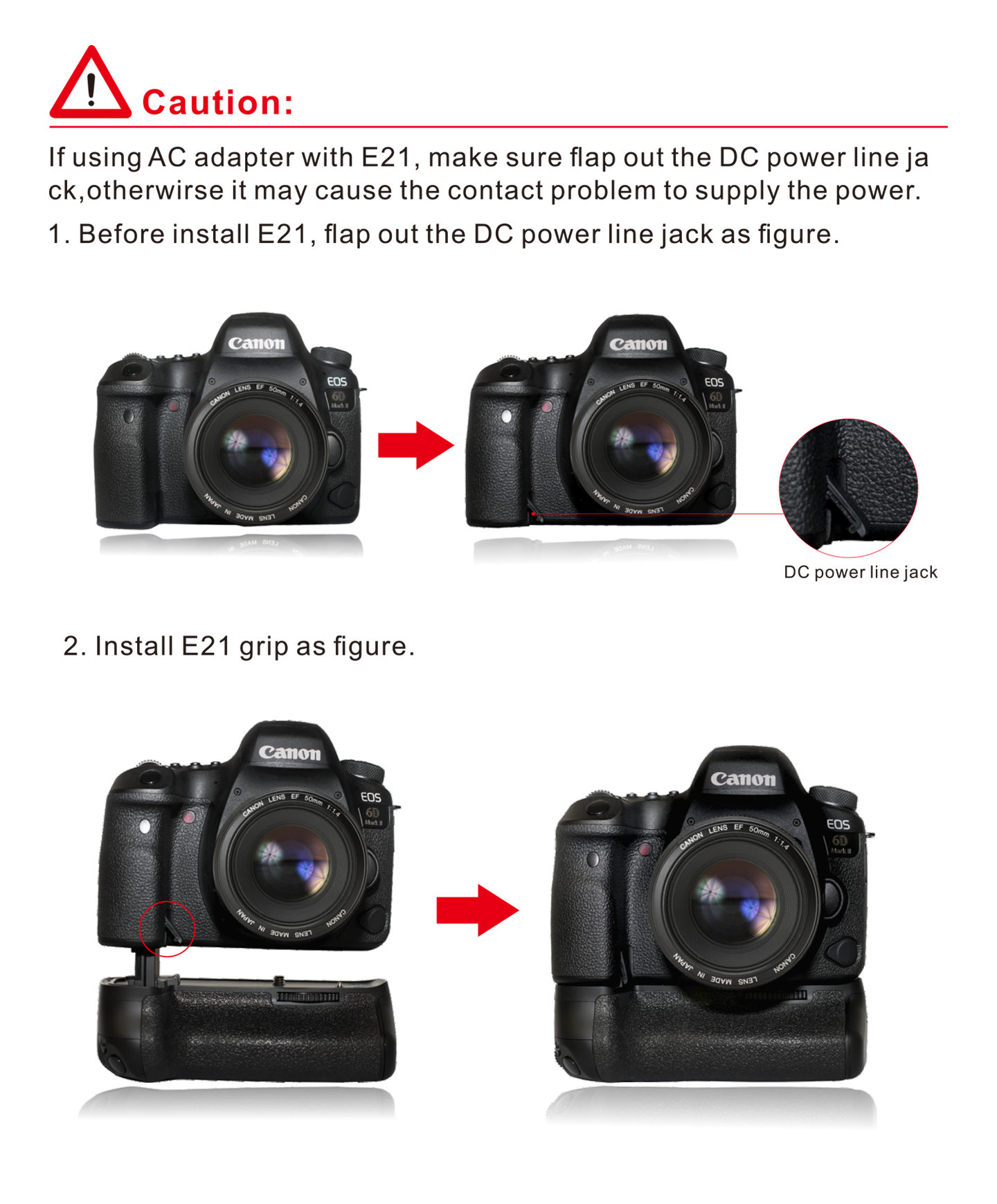 Pixel battery grip E21 for Canon 6D II