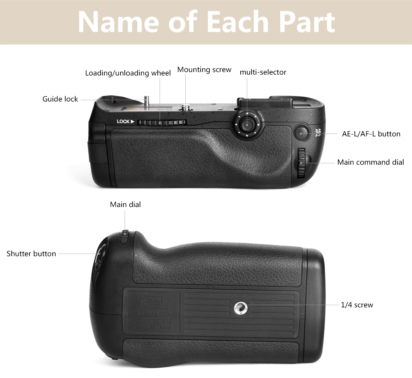 Pixel battery grip D15 for Nikon D7100/D7200