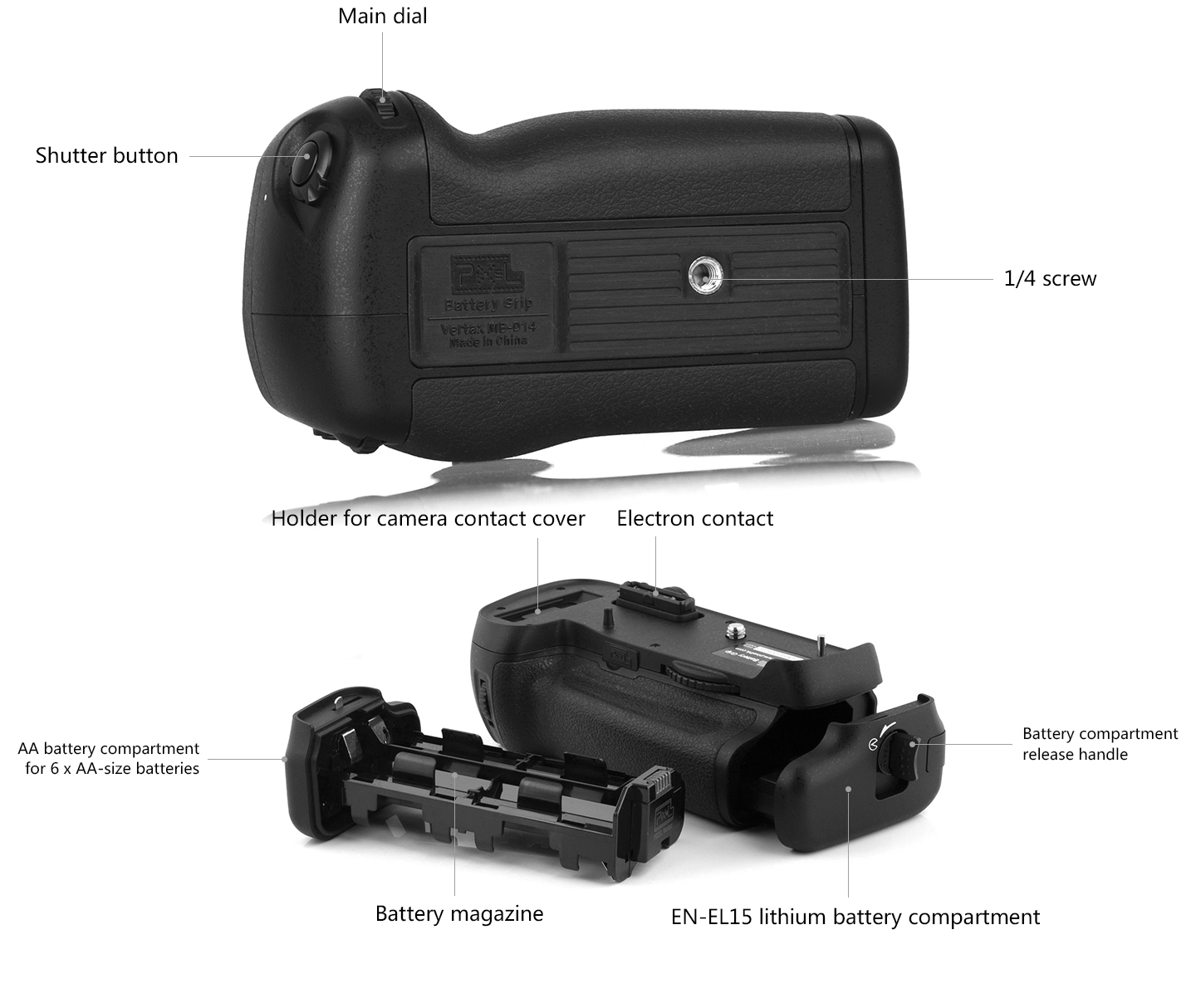 Pixel battery grip D14 for Nikon D600/D610