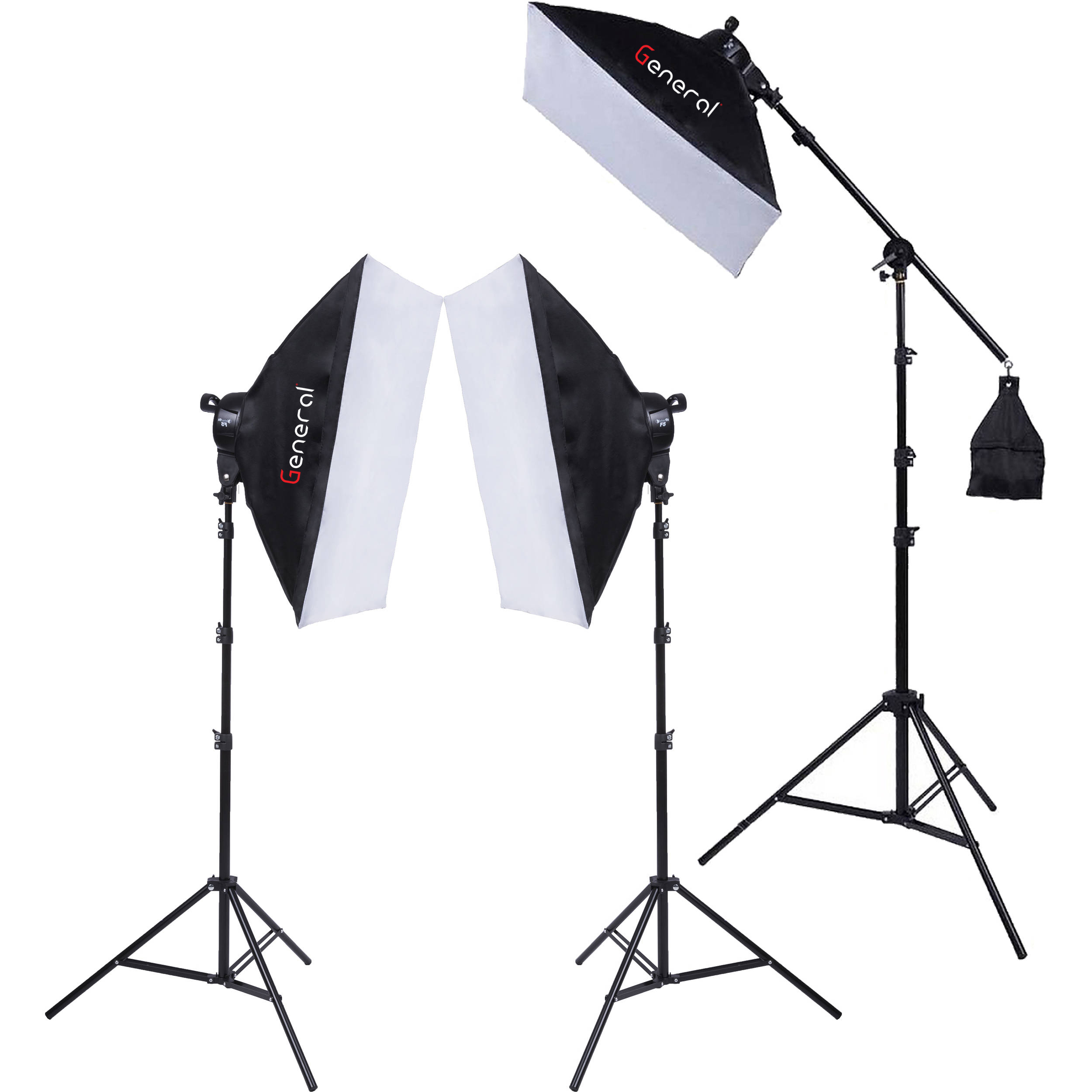 General photography kit 2 soft box with 5 lamp holder TL-5 kit with boom stand