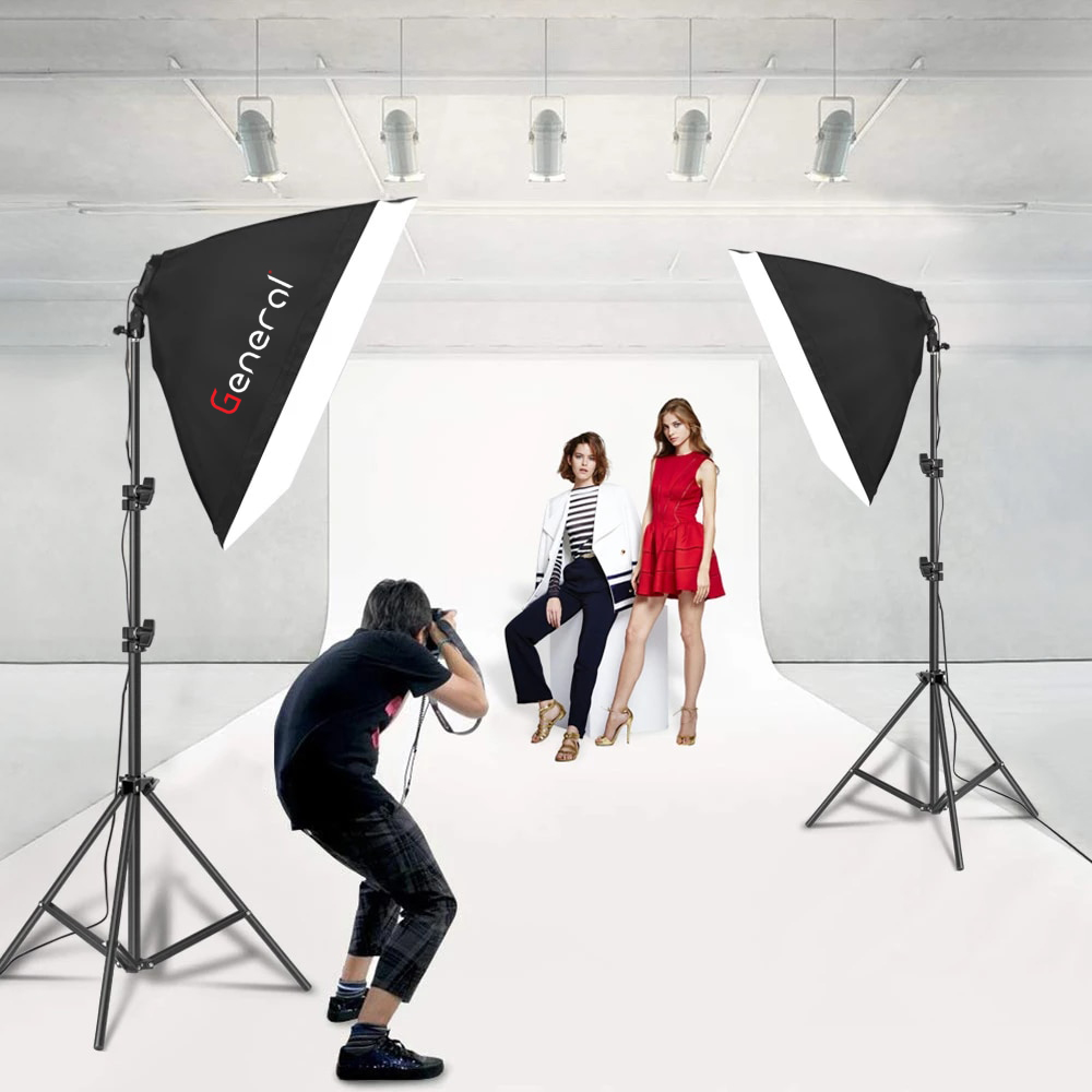 General photography kit 2 soft box with 5 lamp holder TL-5 kit with boom stand