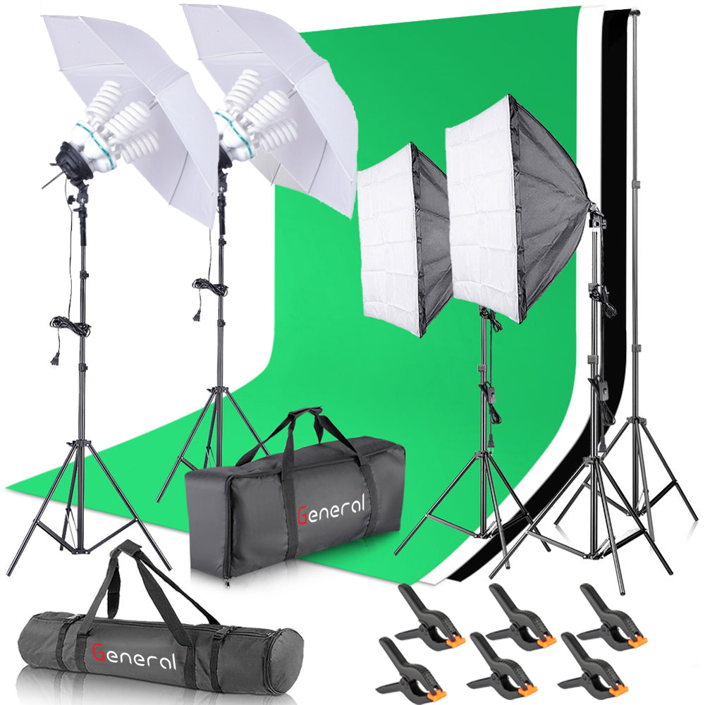 General 4-Light Kit with Background Support System