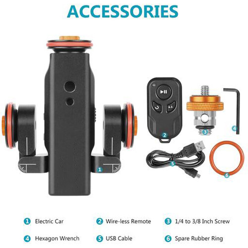 General 3-Wheel Camera Dolly with Motorized Track Rail Slider & Remote