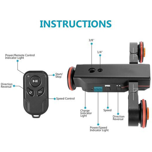 General 3-Wheel Camera Dolly with Motorized Track Rail Slider & Remote