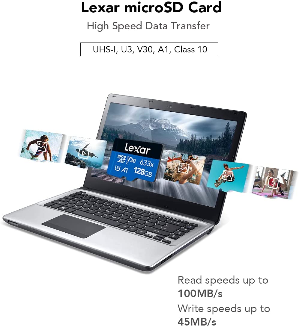 Lexar 128GB High-Performance 633x UHS-I microSDHC Memory Card with SD Adapter