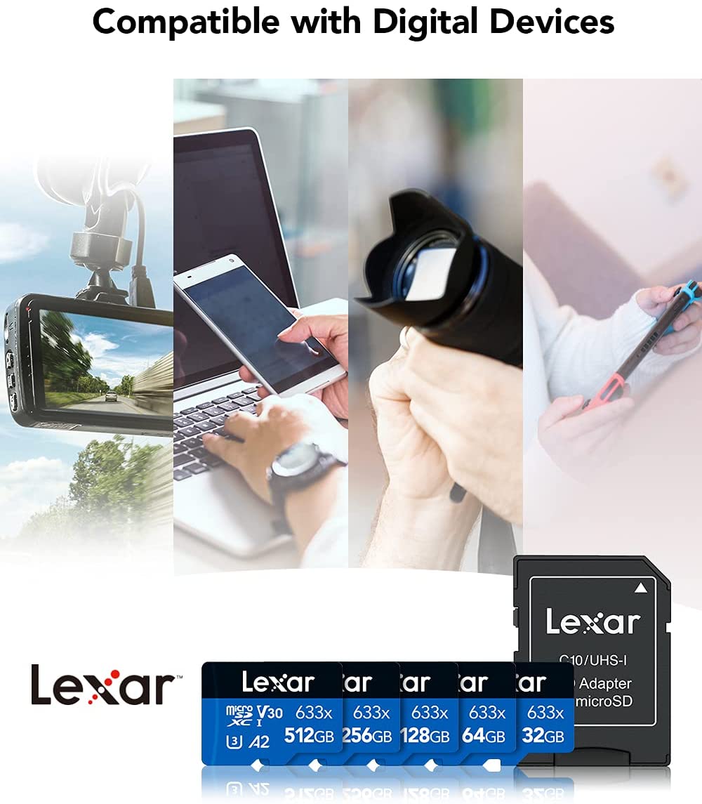 Lexar 128GB High-Performance 633x UHS-I microSDHC Memory Card with SD Adapter