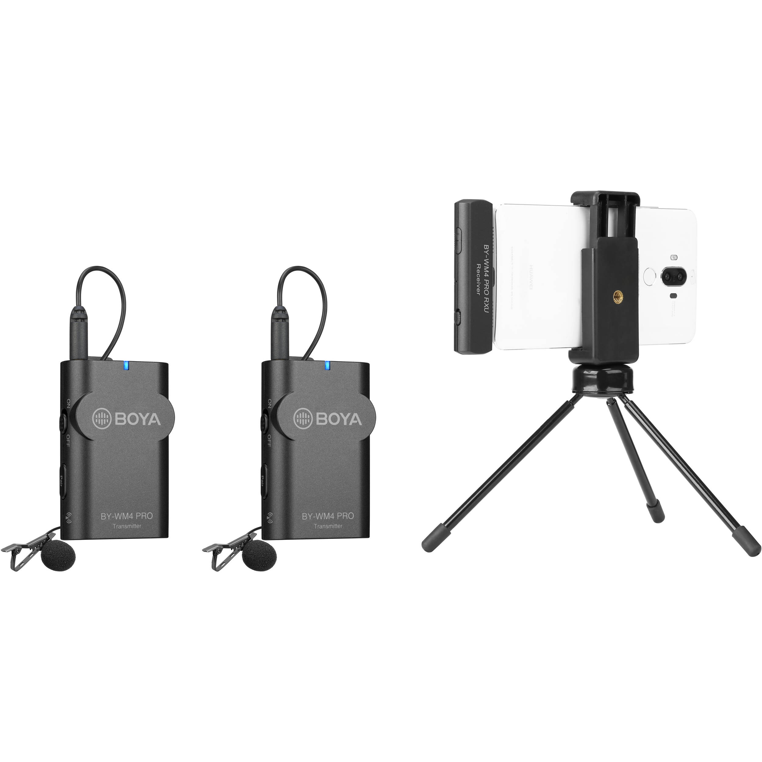 BOYA BY-WM4 PRO-K4 Two-Person Digital Wireless Omni Lavalier Microphone System for Lightning iOS Devices (2.4 GHz)