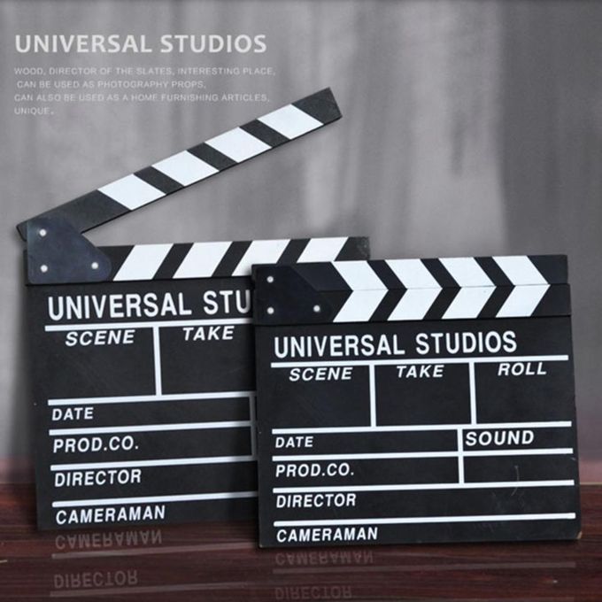 Wooden Black Clapboard Director TV Film Movie Cut Action Scene Clapper Board Slate (Black)