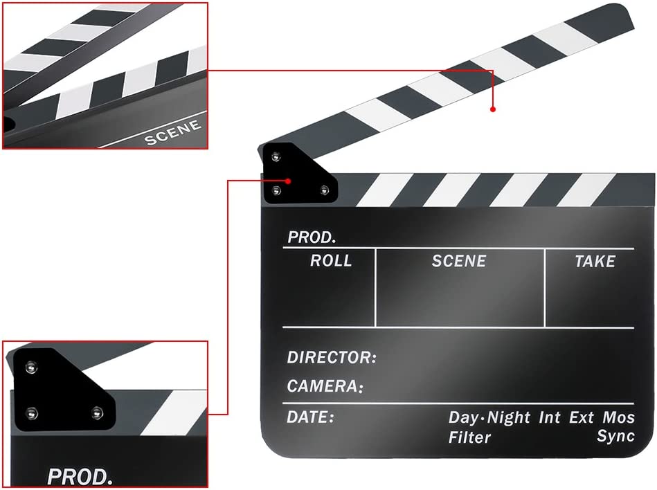 Acrylic Plastic 25x30cm Dry Erase Director's Film Movie Clapboard (Black)