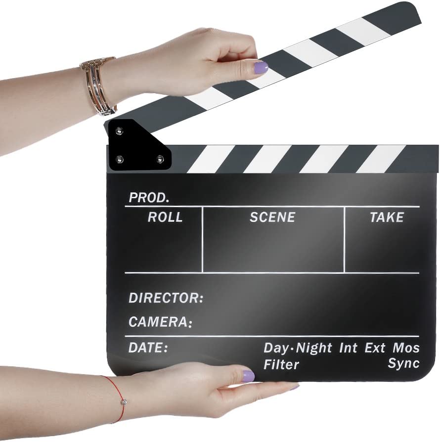Acrylic Plastic 25x30cm Dry Erase Director's Film Movie Clapboard (Black)