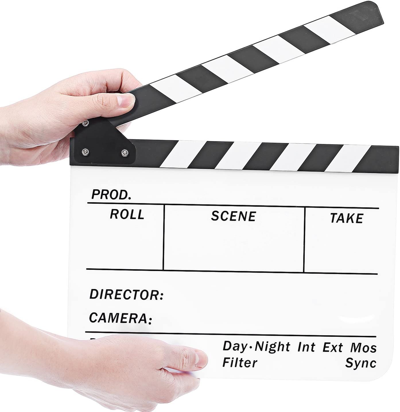 Acrylic Plastic 25x30cm Dry Erase Director's Film Movie Clapboard (White)