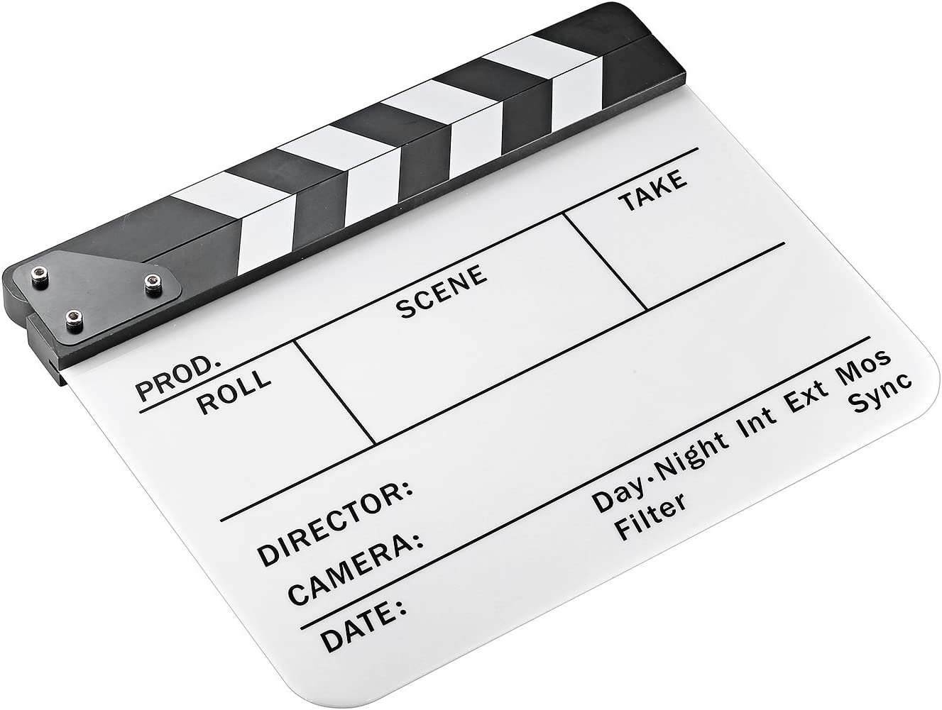 Acrylic Plastic 25x30cm Dry Erase Director's Film Movie Clapboard (White)
