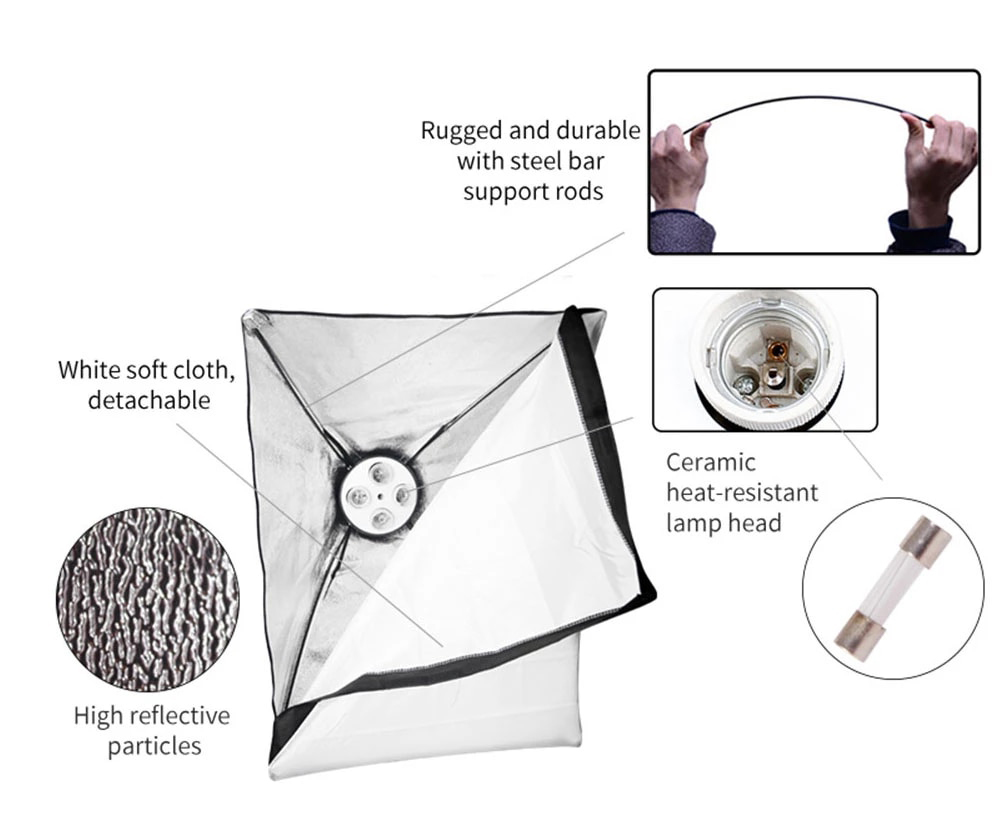 General 2 soft box with 4 lamp holder TL-4 kit with 8 Bulbs