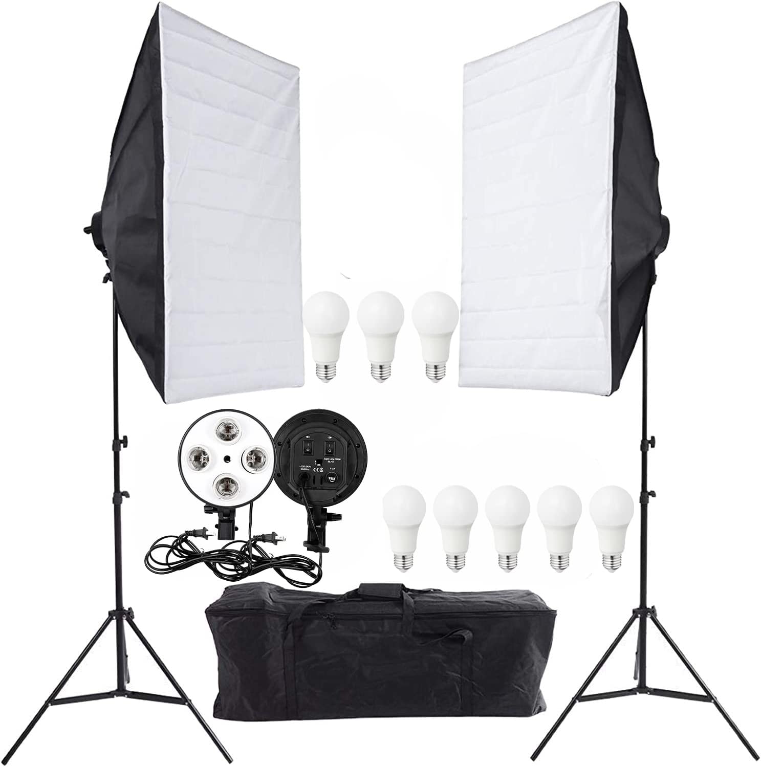 General 2 soft box with 4 lamp holder TL-4 kit with 8 Bulbs